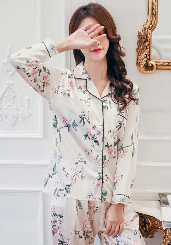 Women's Satin Pajama Pant Sets