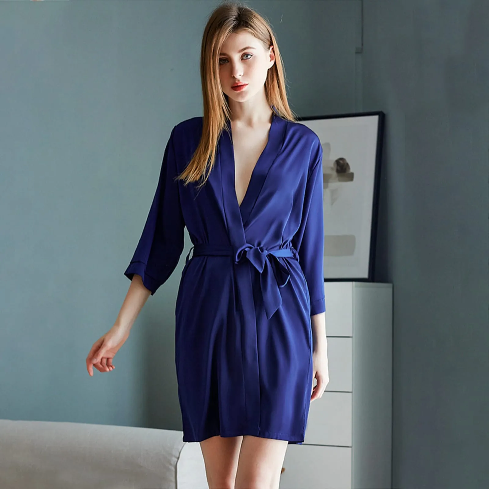 Women's Satin Wedding Bride Robe Sleepwear Bridesmaid Nightgown Dressing Gown