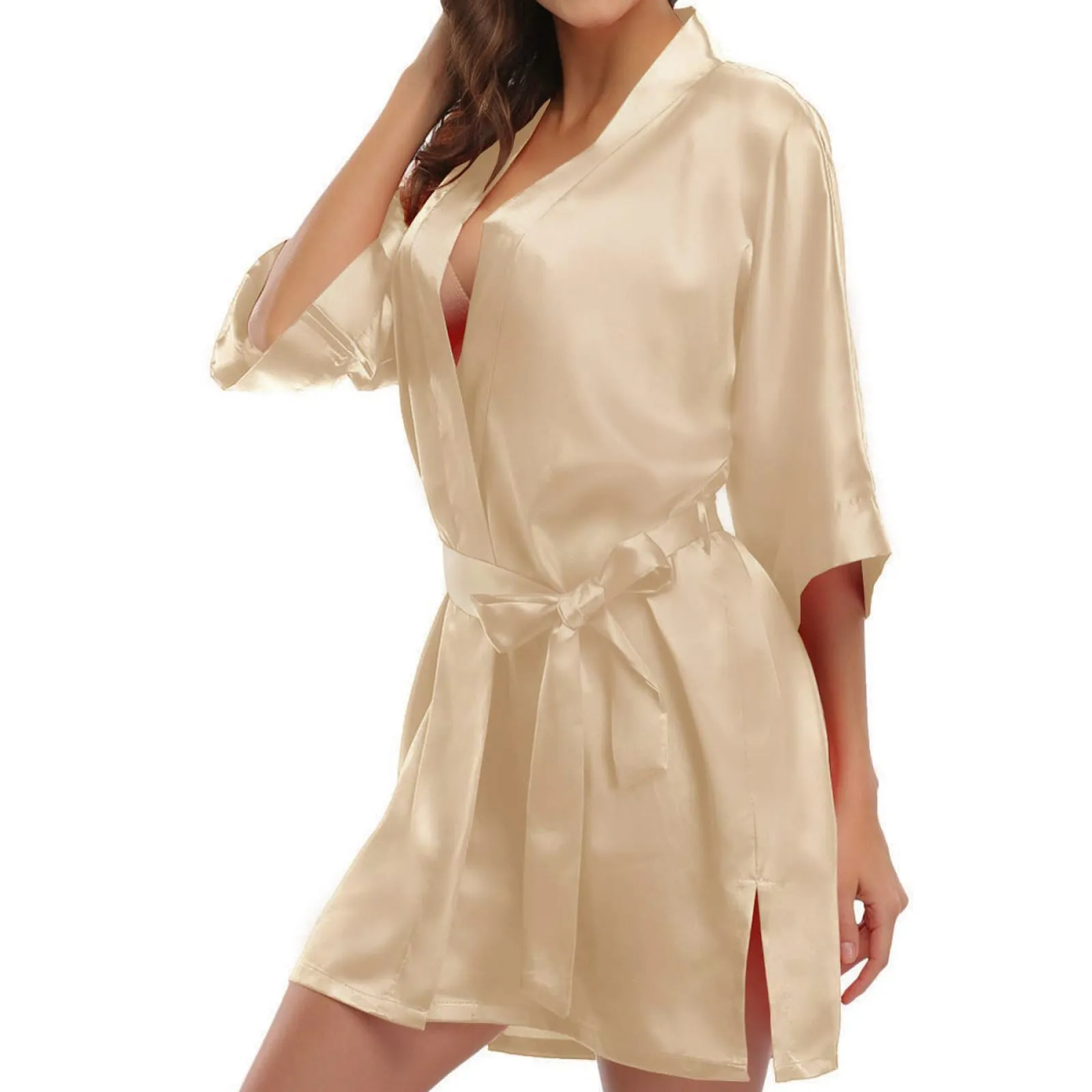 Women's Satin Wedding Bride Robe Sleepwear Bridesmaid Nightgown Dressing Gown