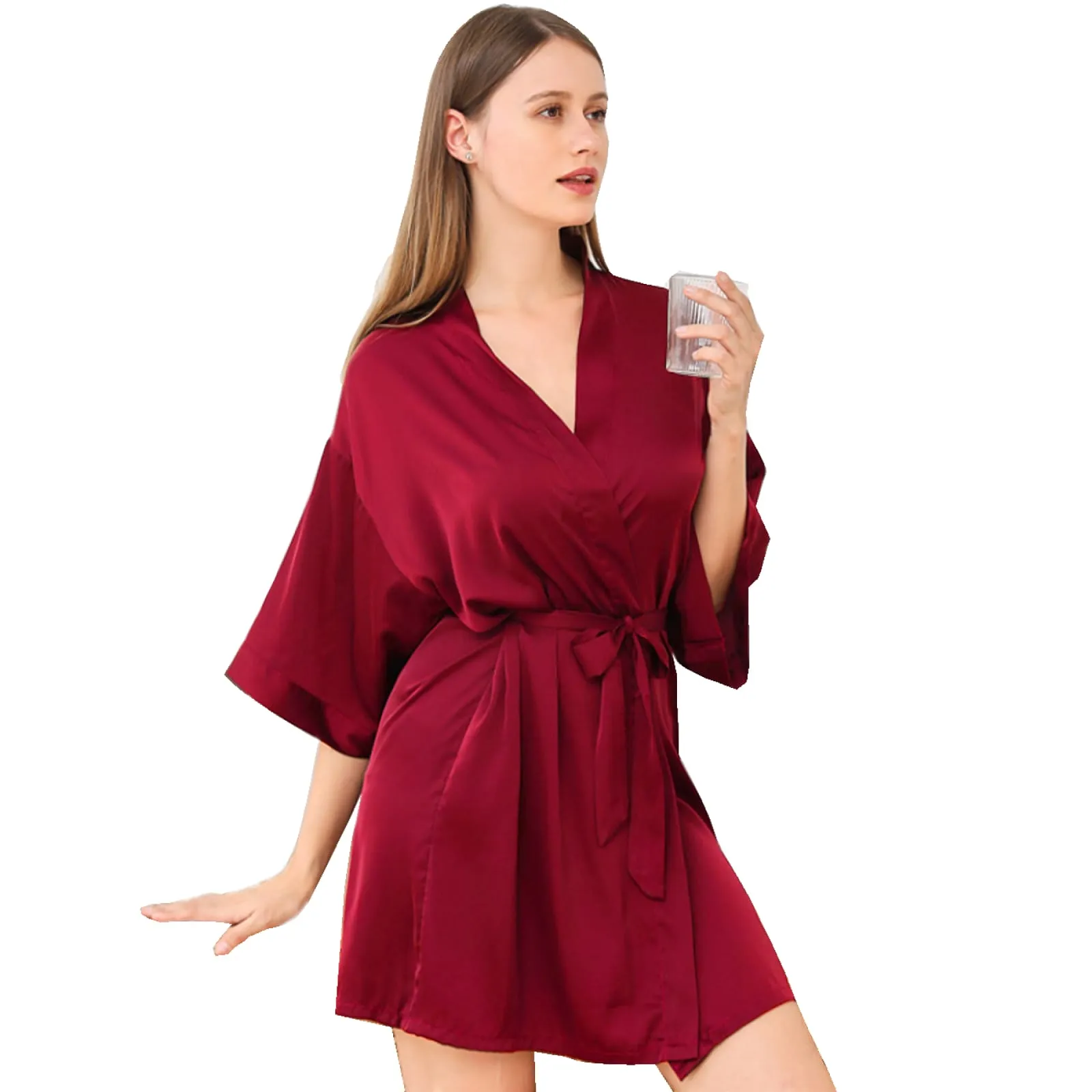 Women's Satin Wedding Bride Robe Sleepwear Bridesmaid Nightgown Dressing Gown