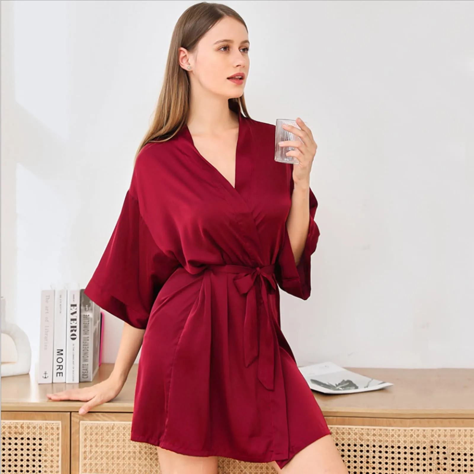 Women's Satin Wedding Bride Robe Sleepwear Bridesmaid Nightgown Dressing Gown