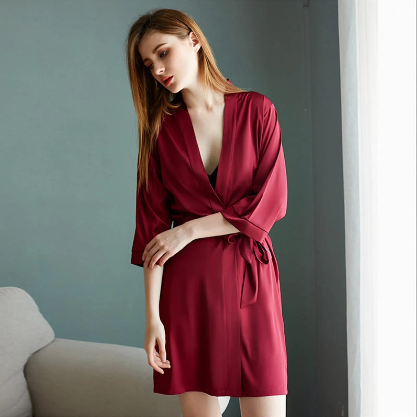 Women's Satin Wedding Bride Robe Sleepwear Bridesmaid Nightgown Dressing Gown