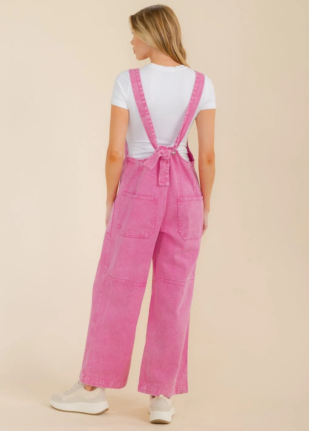 WOMEN'S SLEEVELESS POCKETS BUTTON UP WIDE LEG DENIM JUMPSUIT