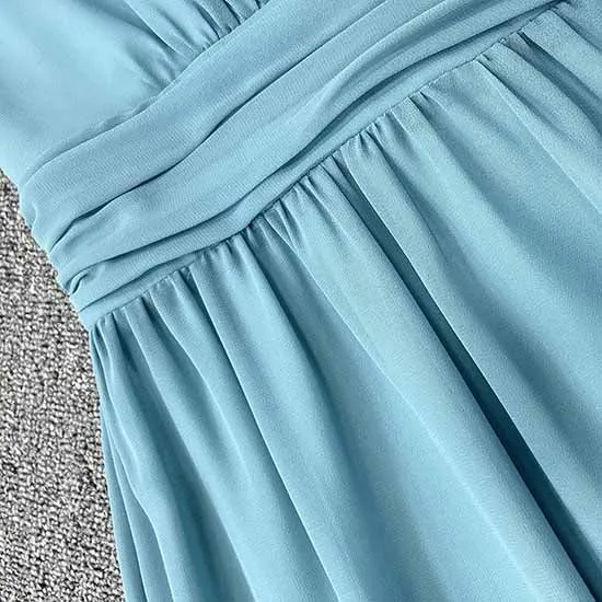 Women's Turquoise Bridesmaid Dress V-Neck Chiffon Formal Evening Dress