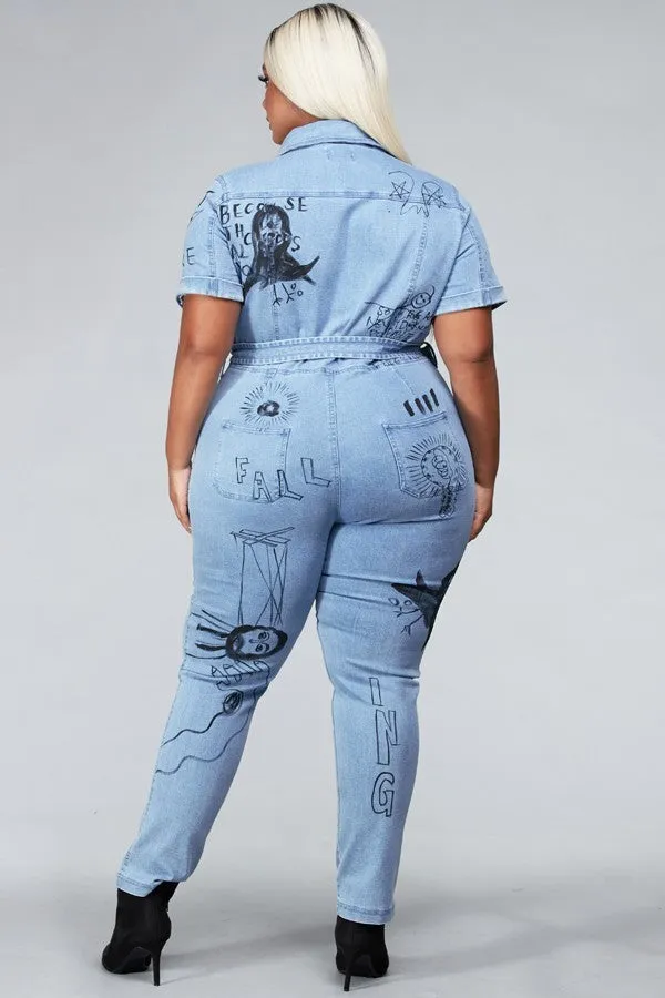 Work Of Art Denim Jumpsuit