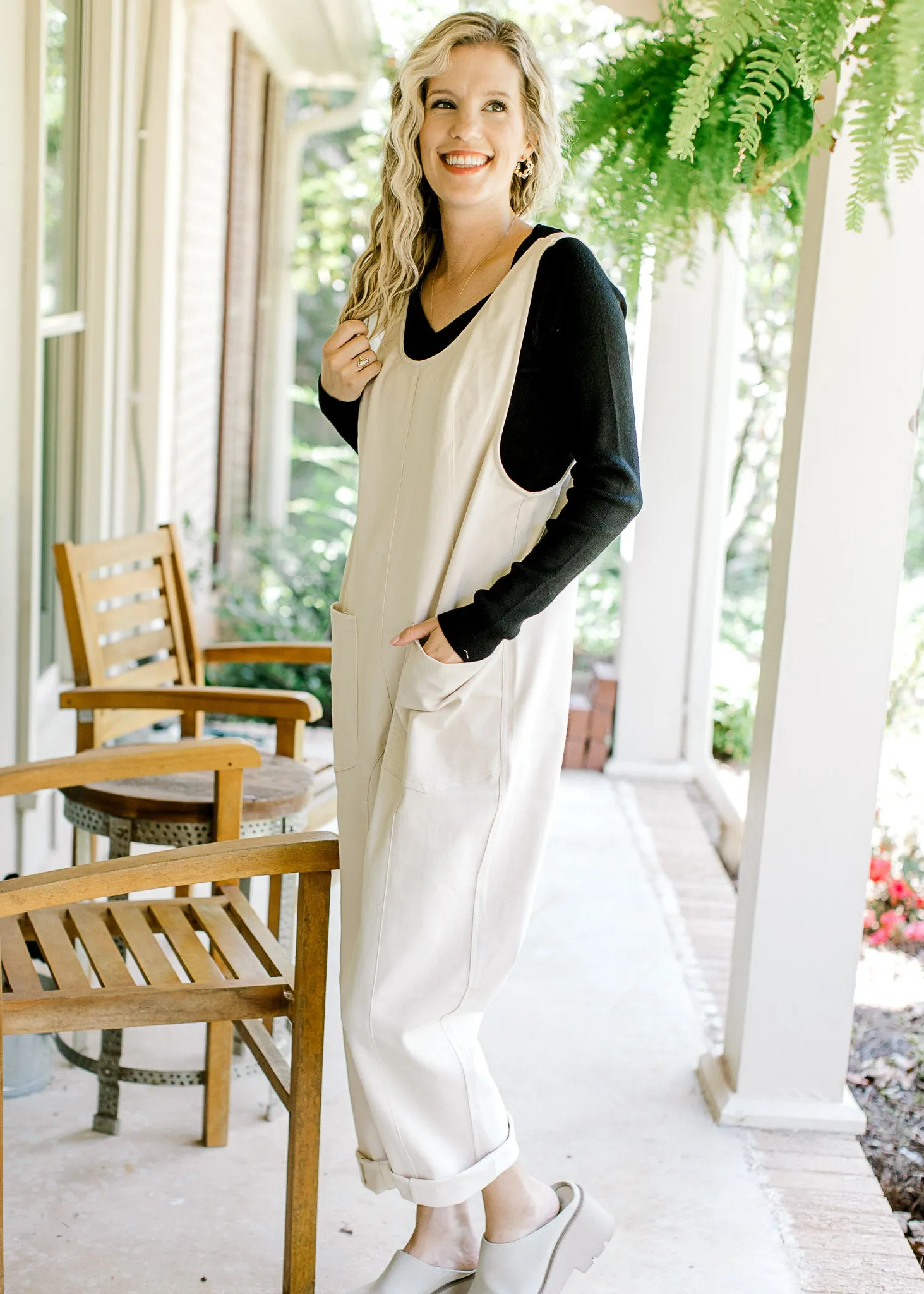 XZ Cream Soft Denim Jumpsuit