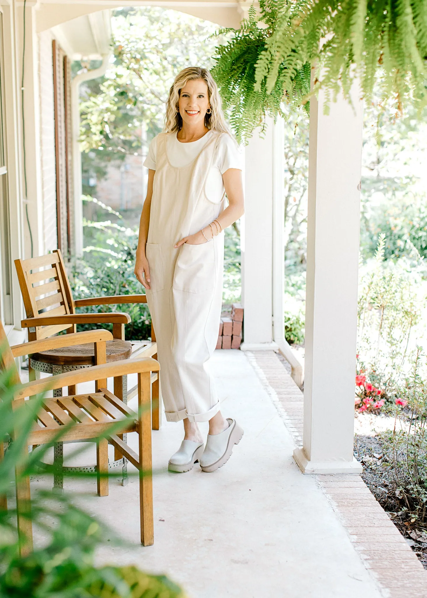 XZ Cream Soft Denim Jumpsuit