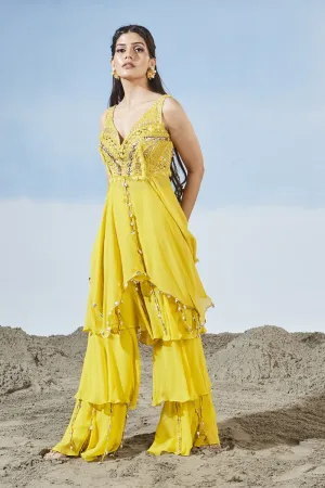 Yellow Fantasy Sharara Set