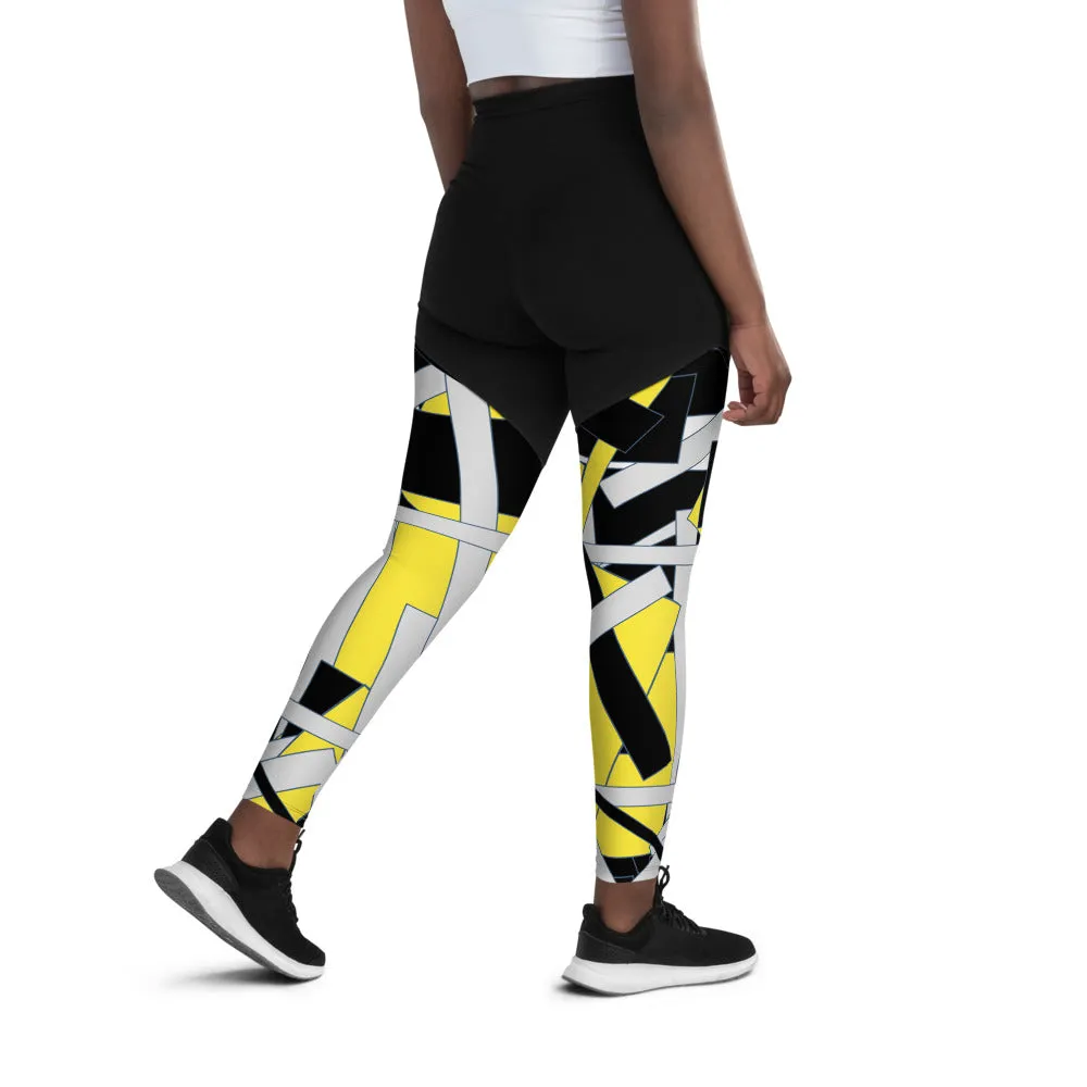 Yellow Geometric Sports Leggings