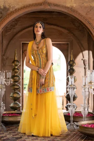 Yellow Printed Kurta with Palazzo