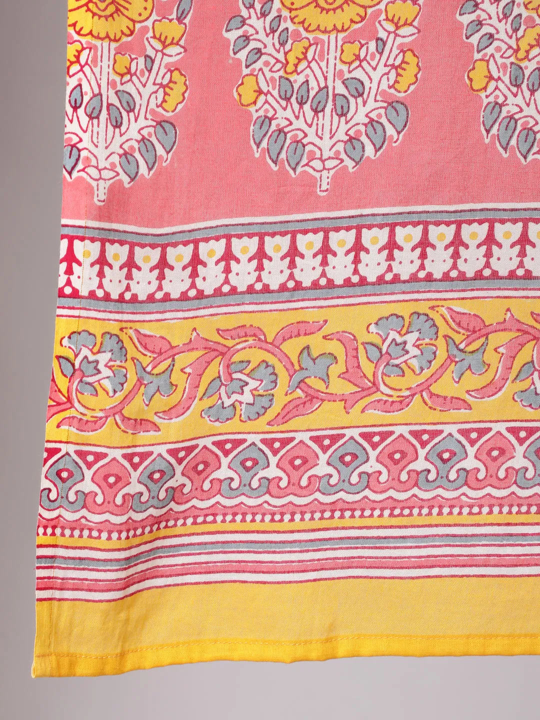 Yellow Straight Ethnic Printed Gota Embellished Kurta With Printed Palazzo And Dupatta