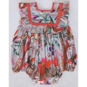 Yo Baby Bird Print Neck Ruffle Romper