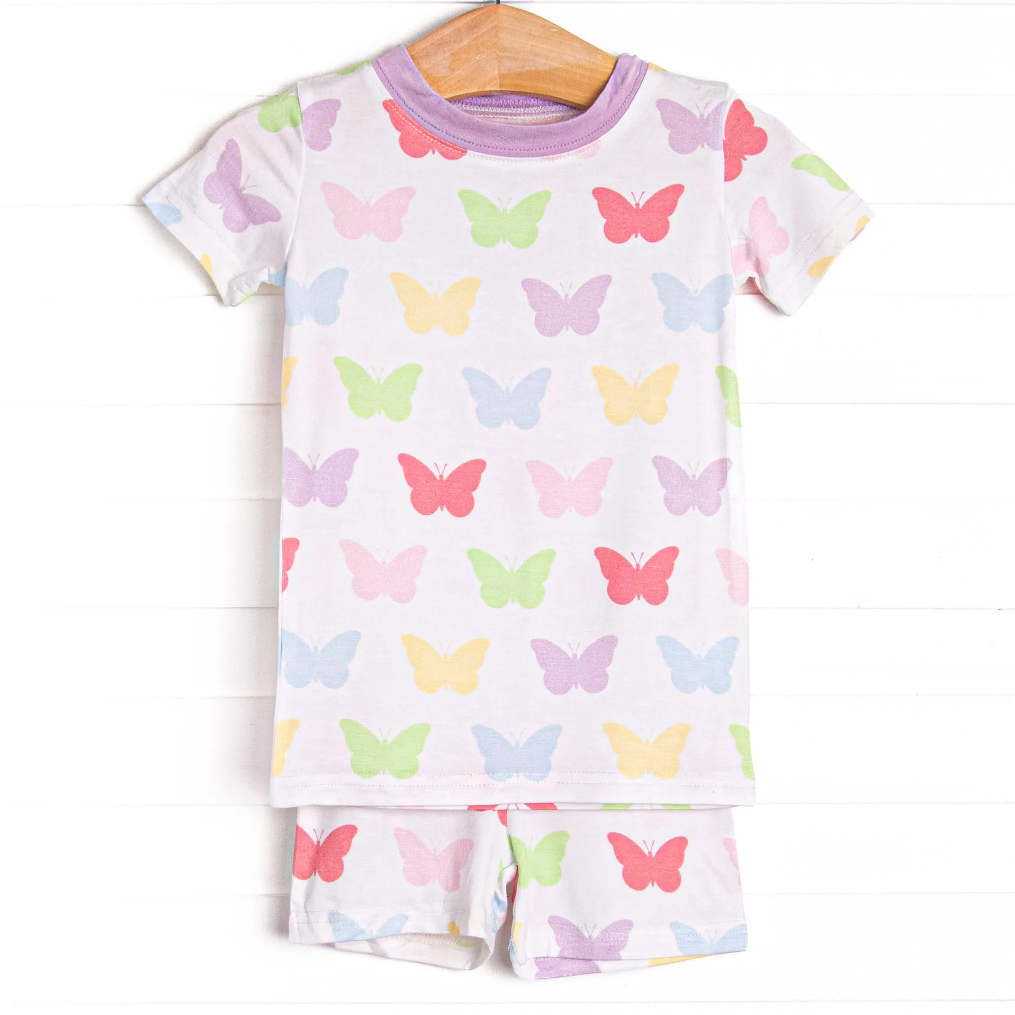 You Give Me Butterflies Bamboo Pajama Short Set, Purple