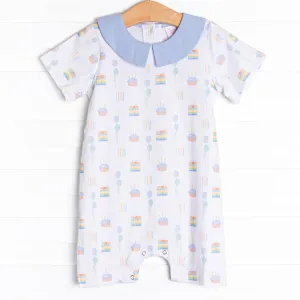 You're Invited Short Romper, Blue
