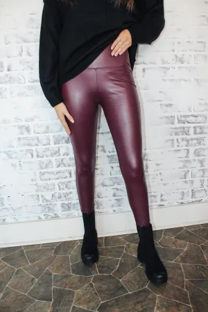 Zenana Leather Leggings "Burgundy"