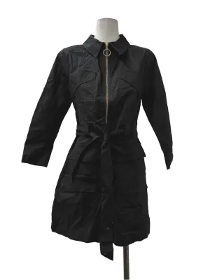 Zip Up Long Sleeve Black Romper