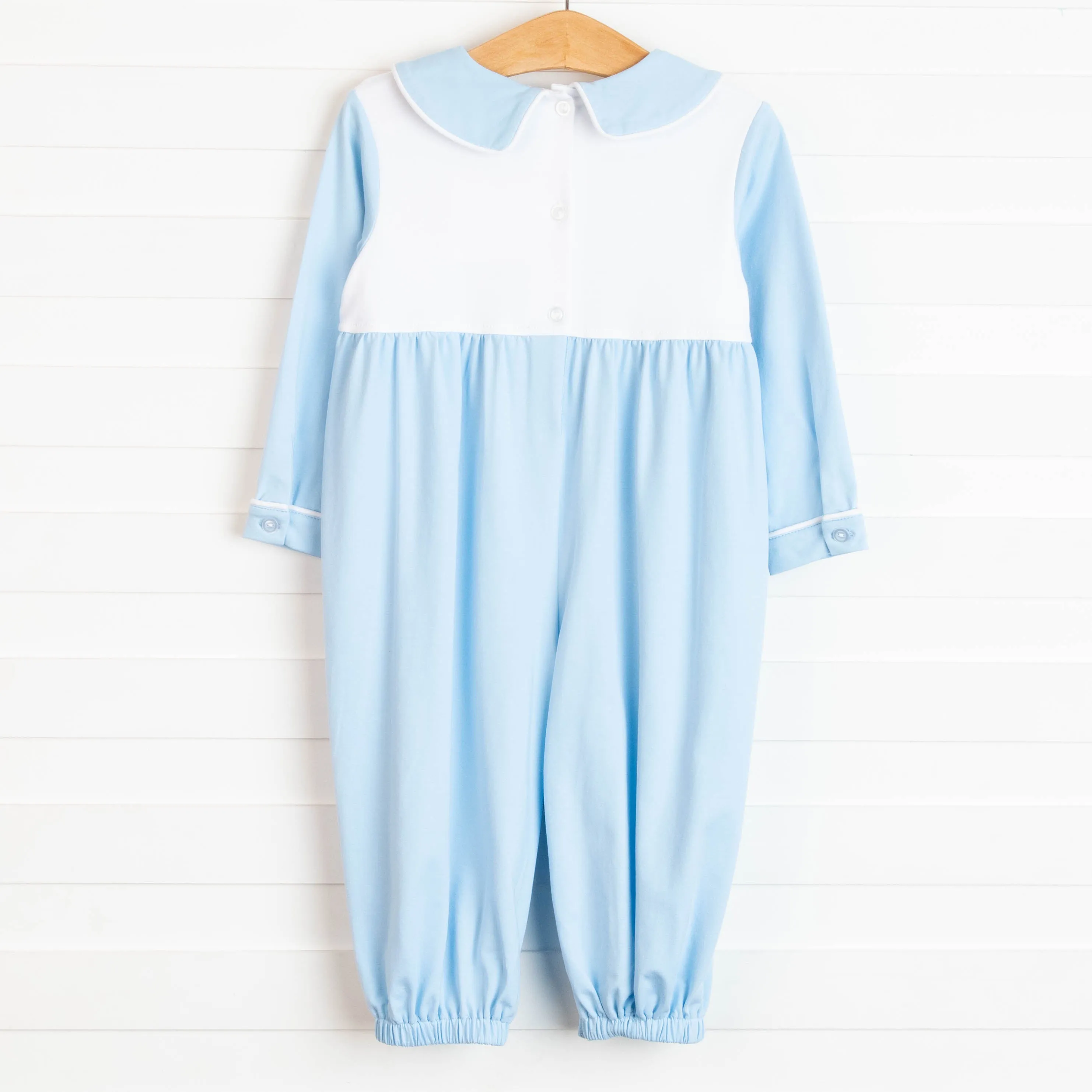 Zoo Express Embroidered Romper, Blue